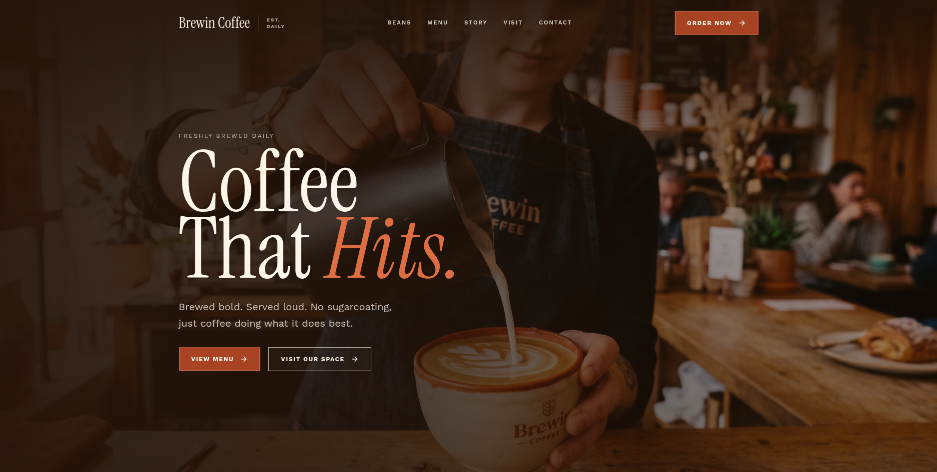 Editorial concept website for a coffee brand.